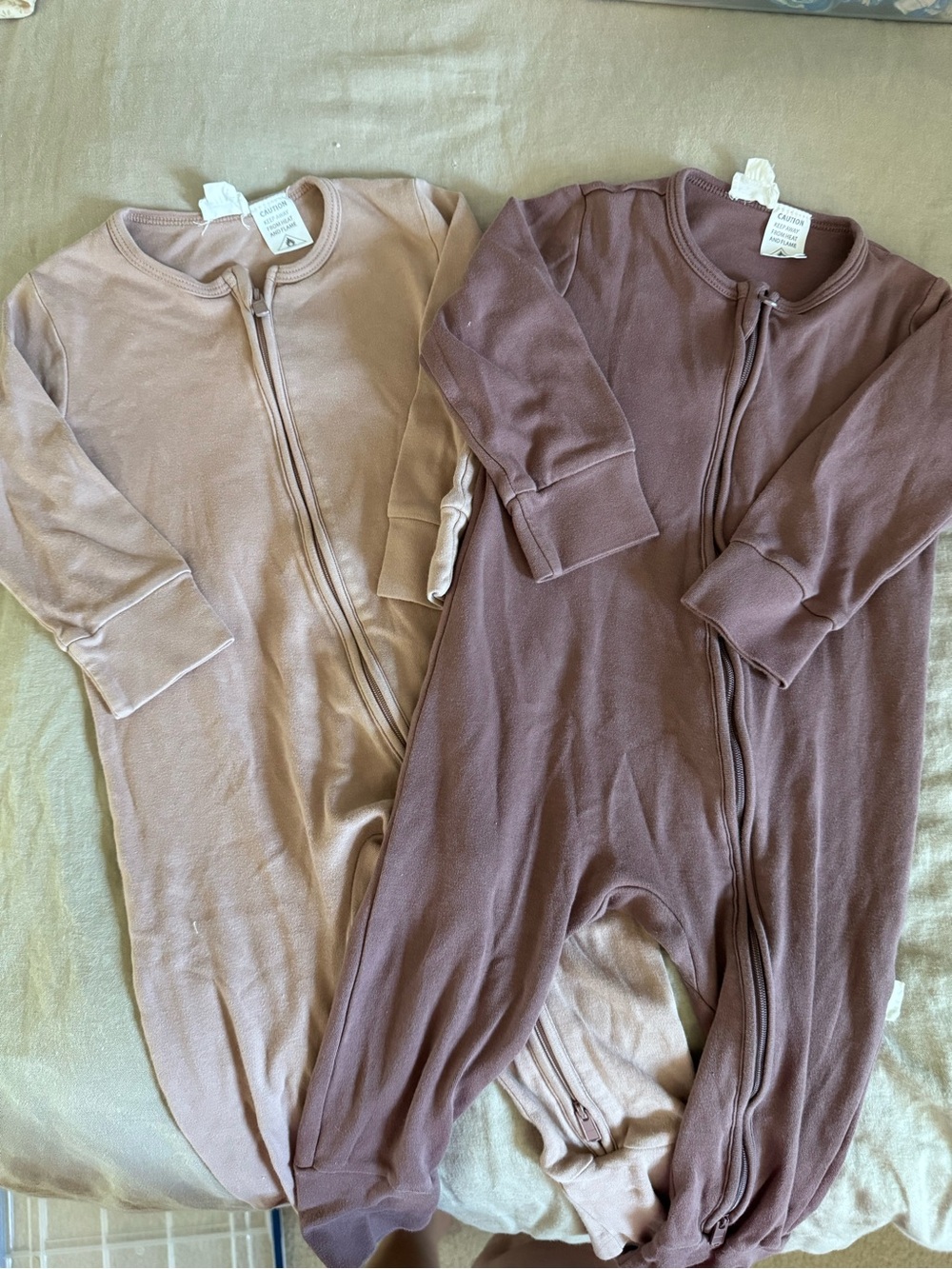 Jamie Kay Baby Zipper Footed Pajamas in Blush and Mauve